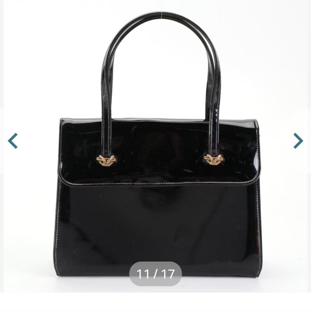 Vintage black patent leather handbag